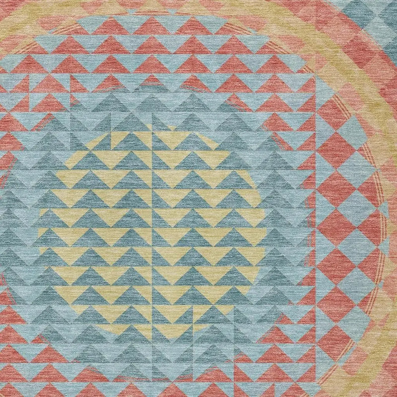 9' X 12' Teal Blue And Granite Gray Geometric Washable Indoor Outdoor Area Rug Homeroots Outdoor