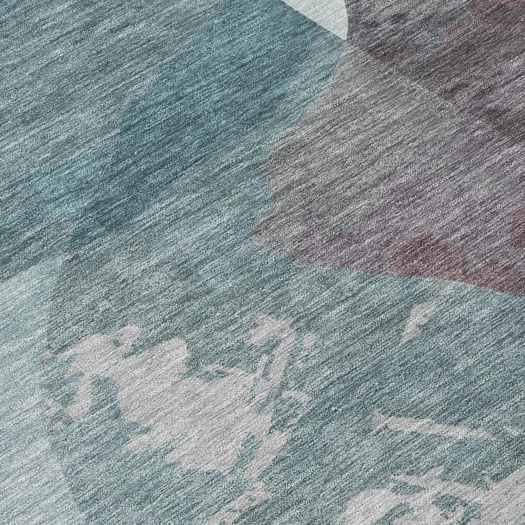 9' X 12' Teal Blue And Graphite Abstract Washable Indoor Outdoor Area Rug Homeroots Outdoor