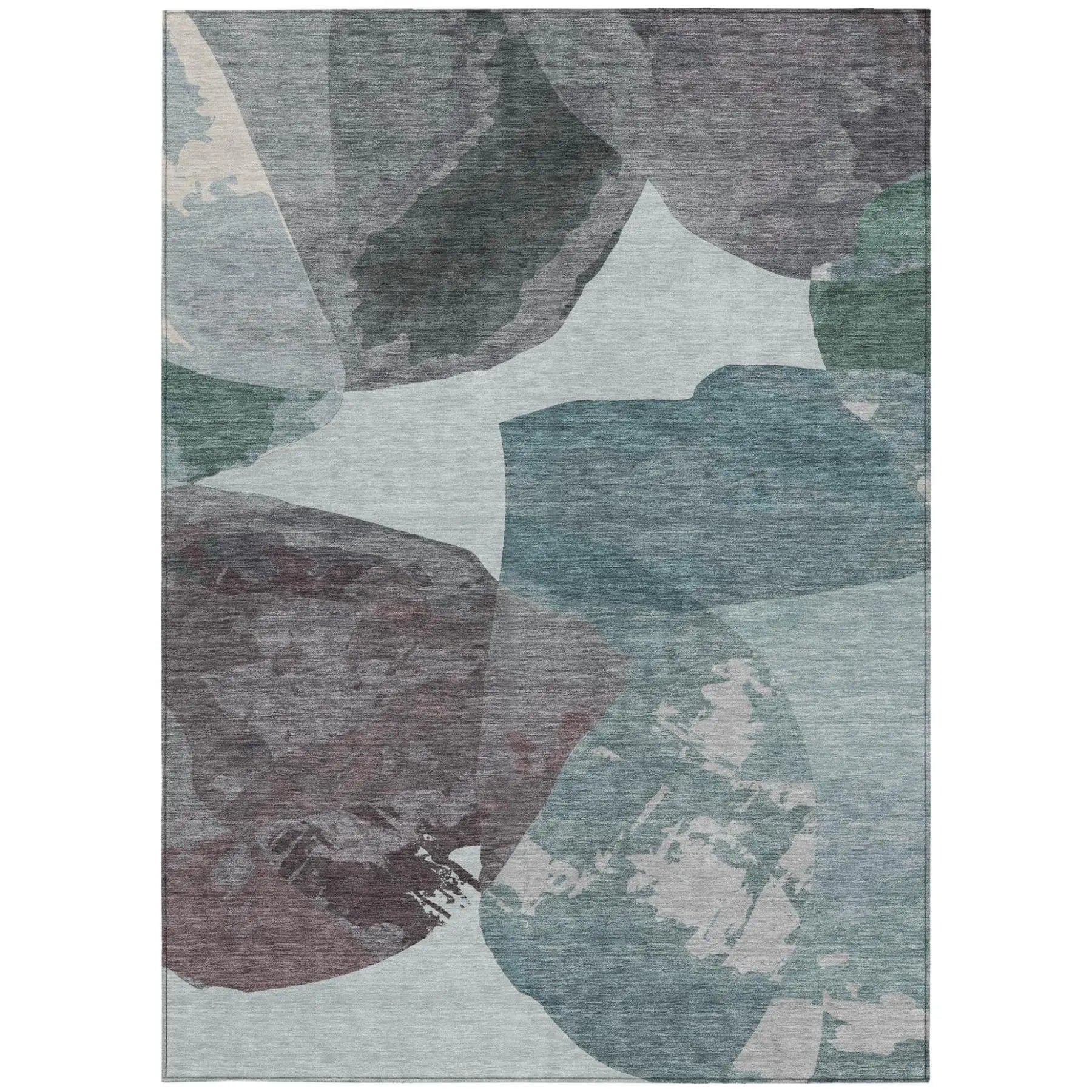 9' X 12' Teal Blue And Graphite Abstract Washable Indoor Outdoor Area Rug Homeroots Outdoor