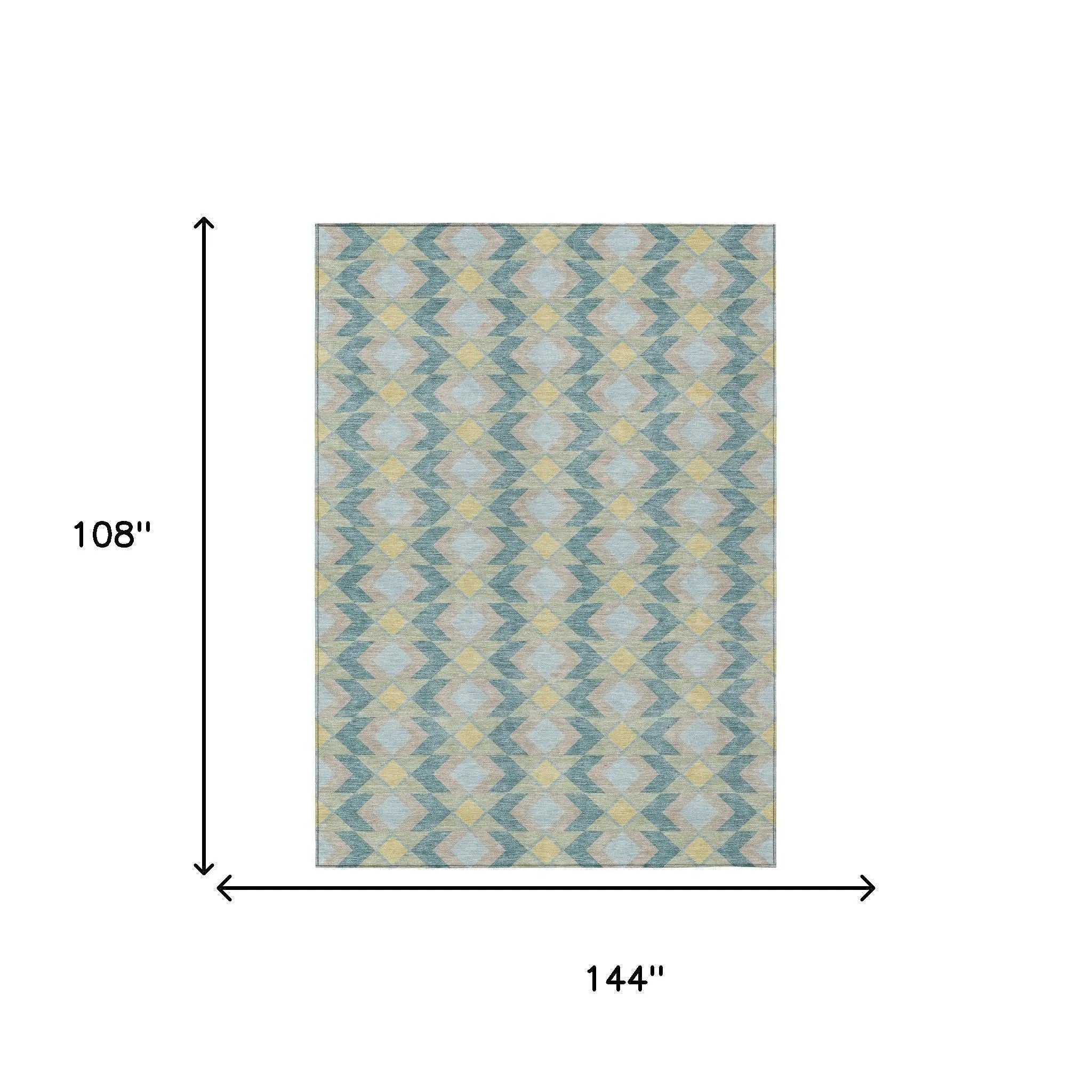 9' X 12' Teal Blue And Graphite Geometric Washable Indoor Outdoor Area Rug Homeroots Outdoor