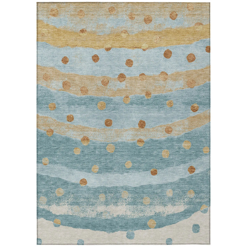 9' X 12' Teal Blue And Graphite Striped Washable Indoor Outdoor Area Rug Homeroots Outdoor