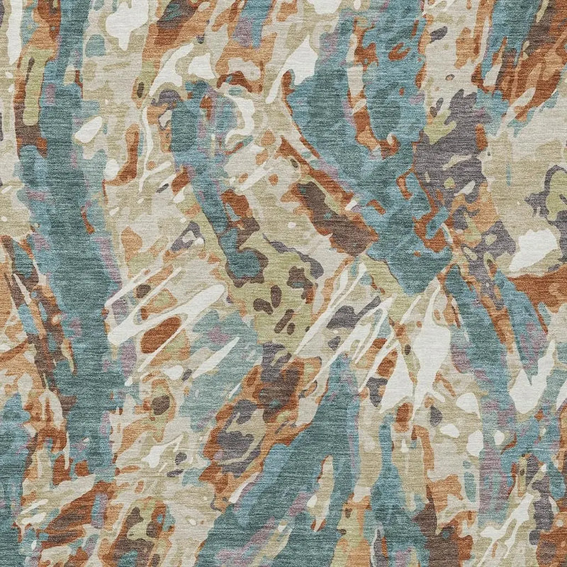 9' X 12' Teal Blue And Gray Abstract Washable Indoor Outdoor Area Rug Homeroots Outdoor