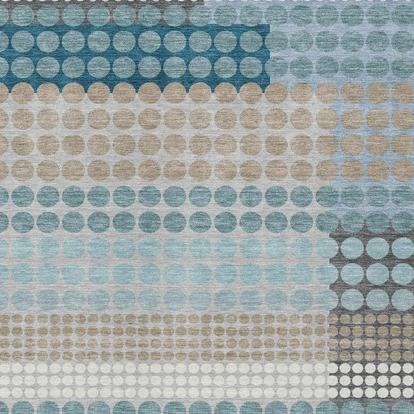 9' X 12' Teal Blue And Gray Geometric Washable Indoor Outdoor Area Rug Homeroots Outdoor
