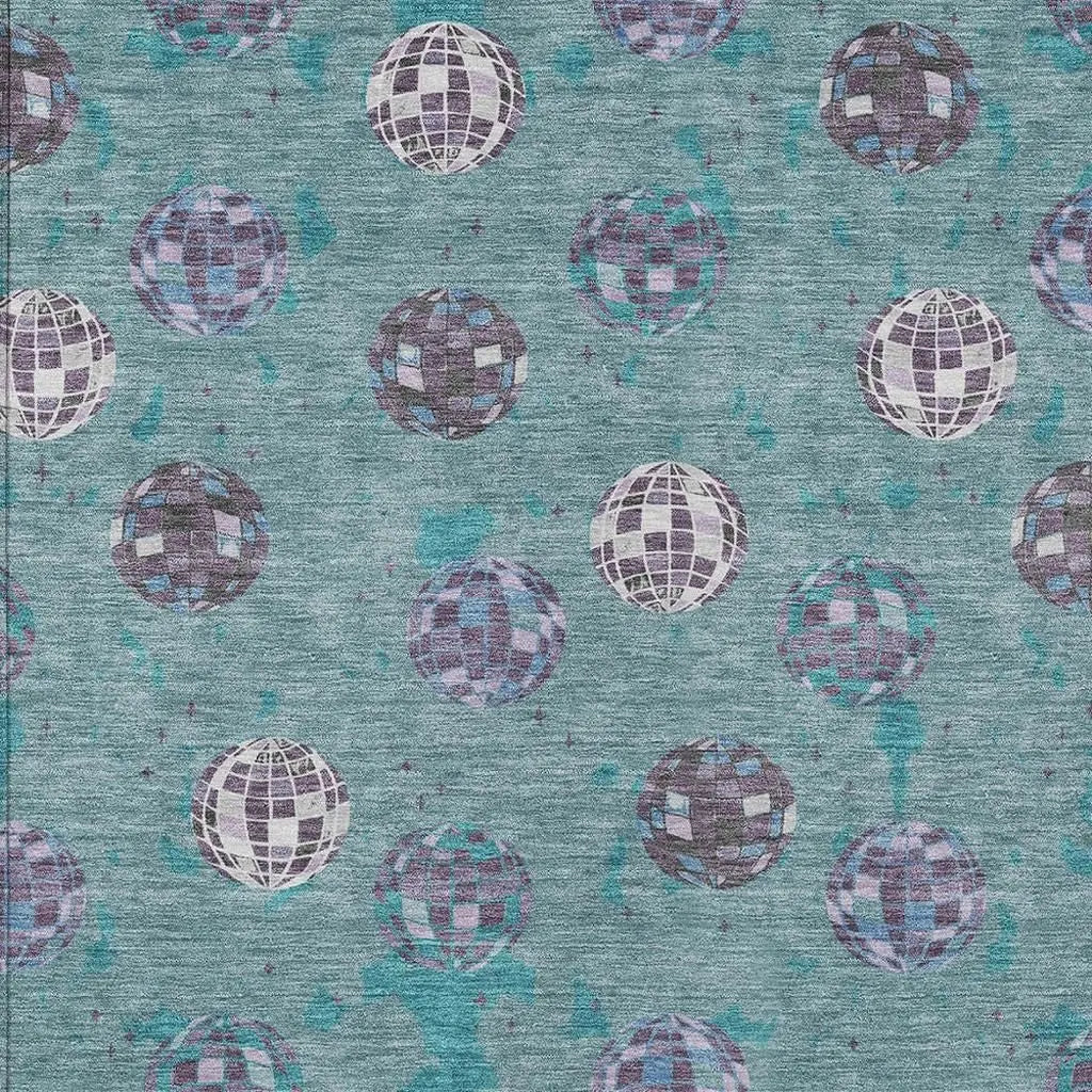 9' X 12' Teal Blue And Gray Geometric Washable Indoor Outdoor Area Rug Homeroots Outdoor
