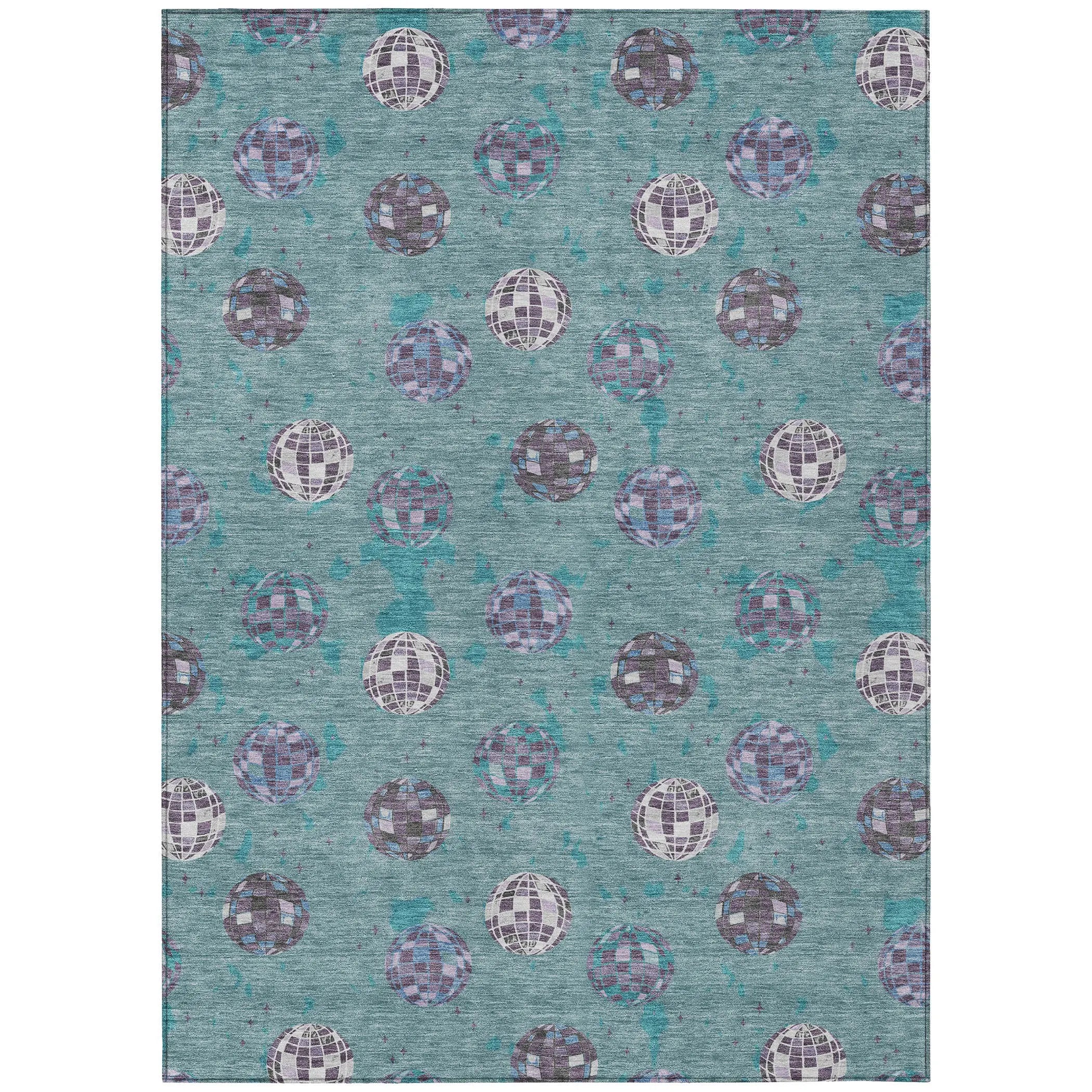 9' X 12' Teal Blue And Gray Geometric Washable Indoor Outdoor Area Rug Homeroots Outdoor