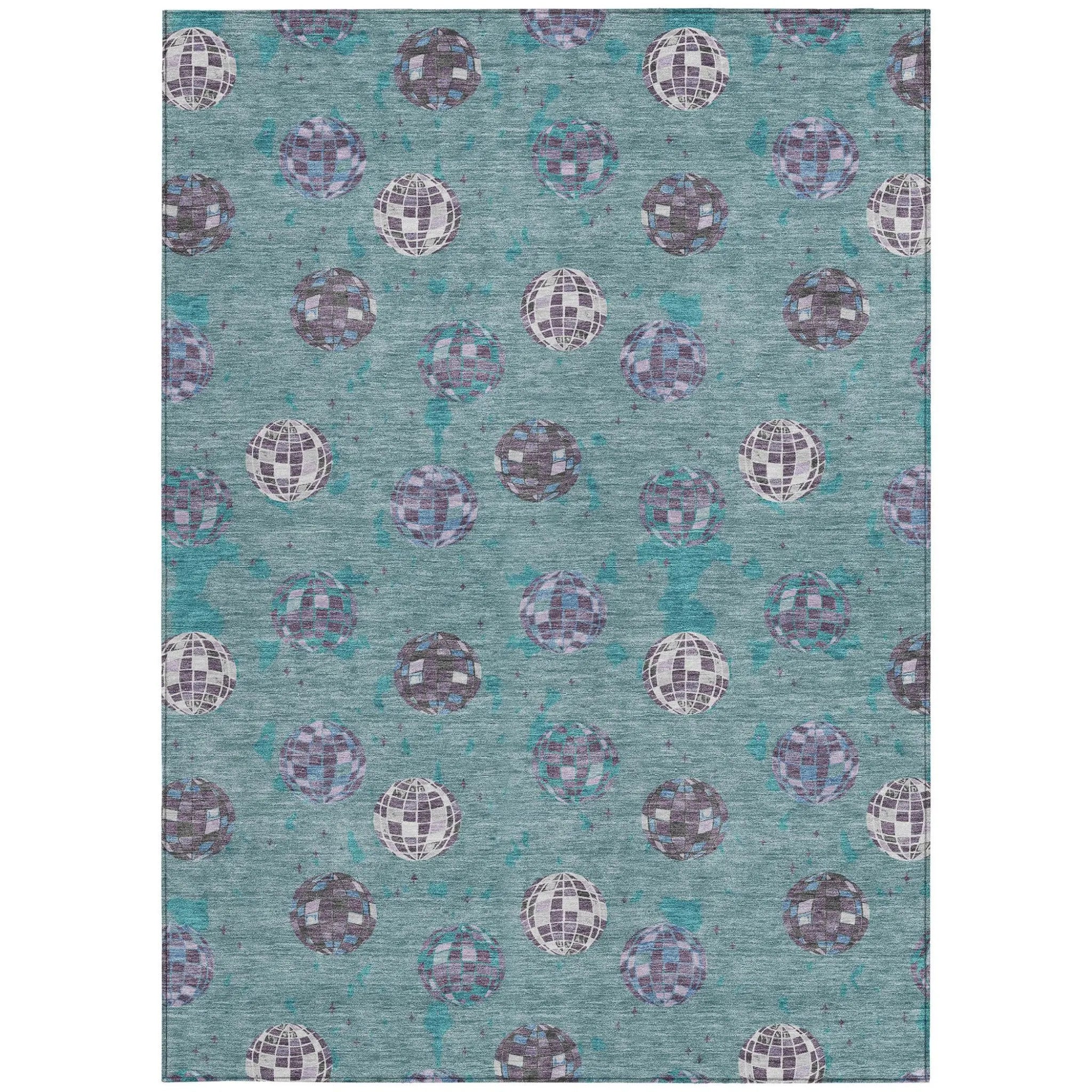 9' X 12' Teal Blue And Gray Geometric Washable Indoor Outdoor Area Rug Homeroots Outdoor