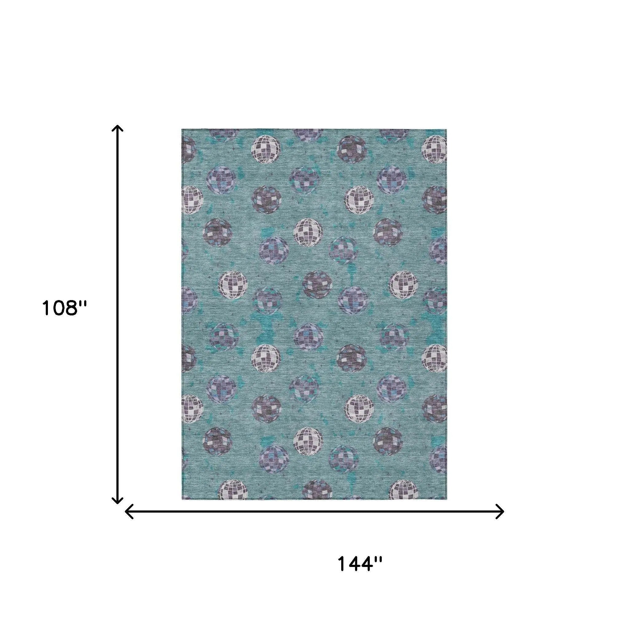 9' X 12' Teal Blue And Gray Geometric Washable Indoor Outdoor Area Rug Homeroots Outdoor