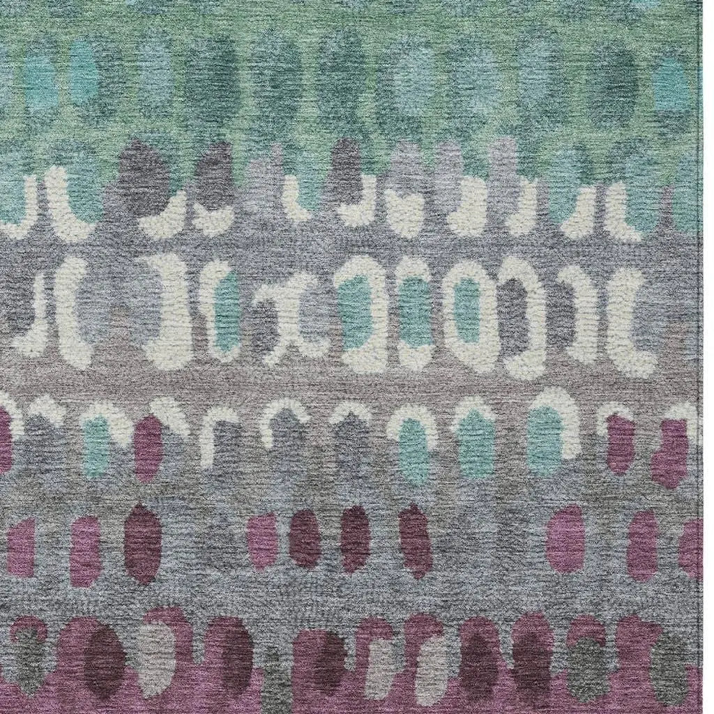 9' X 12' Teal Blue And Gray Geometric Washable Indoor Outdoor Area Rug Homeroots Outdoor