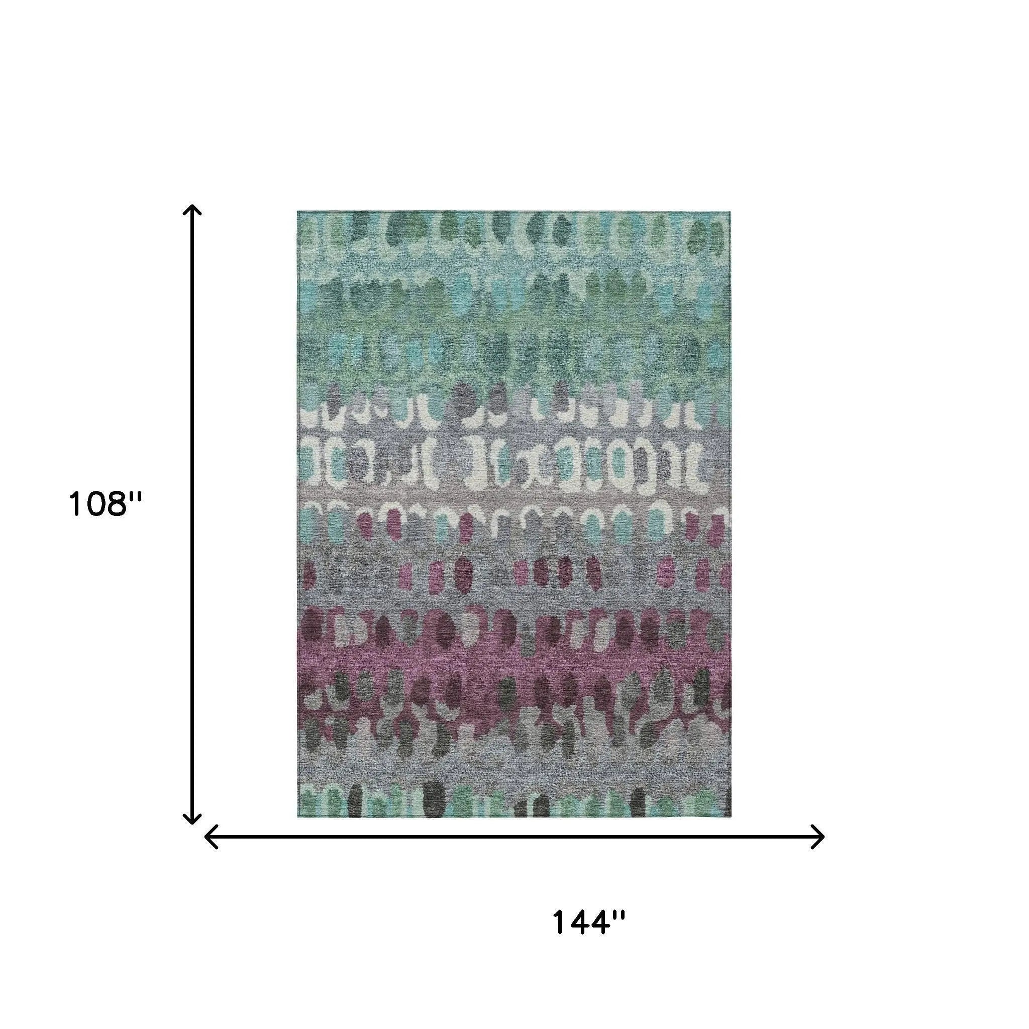 9' X 12' Teal Blue And Gray Geometric Washable Indoor Outdoor Area Rug Homeroots Outdoor