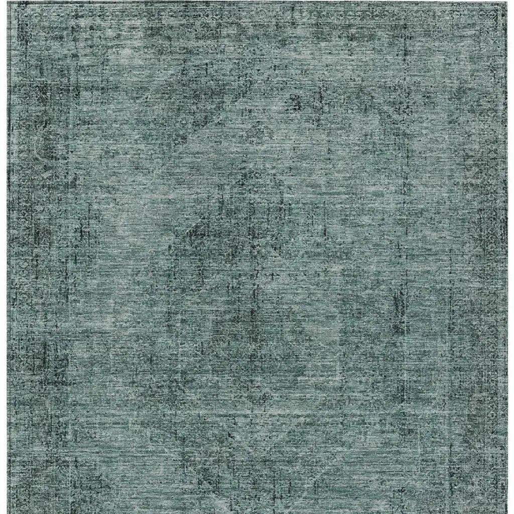 9' X 12' Teal Blue And Gray Oriental Washable Indoor Outdoor Area Rug Homeroots Outdoor