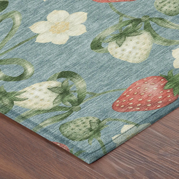 9' X 12' Teal Blue And Green Floral Washable Indoor Outdoor Area Rug Homeroots Outdoor