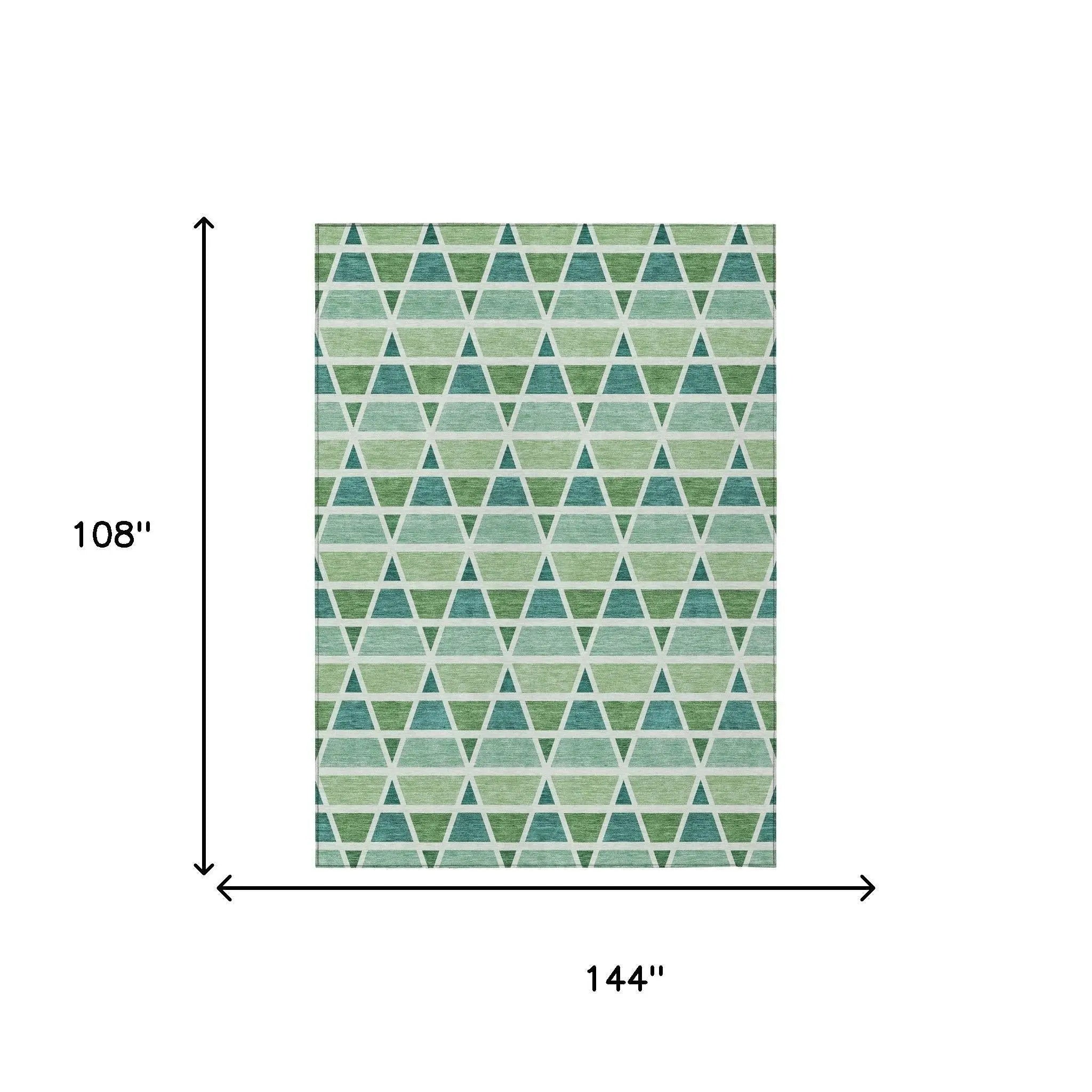 9' X 12' Teal Blue And Green Geometric Washable Indoor Outdoor Area Rug Homeroots Outdoor