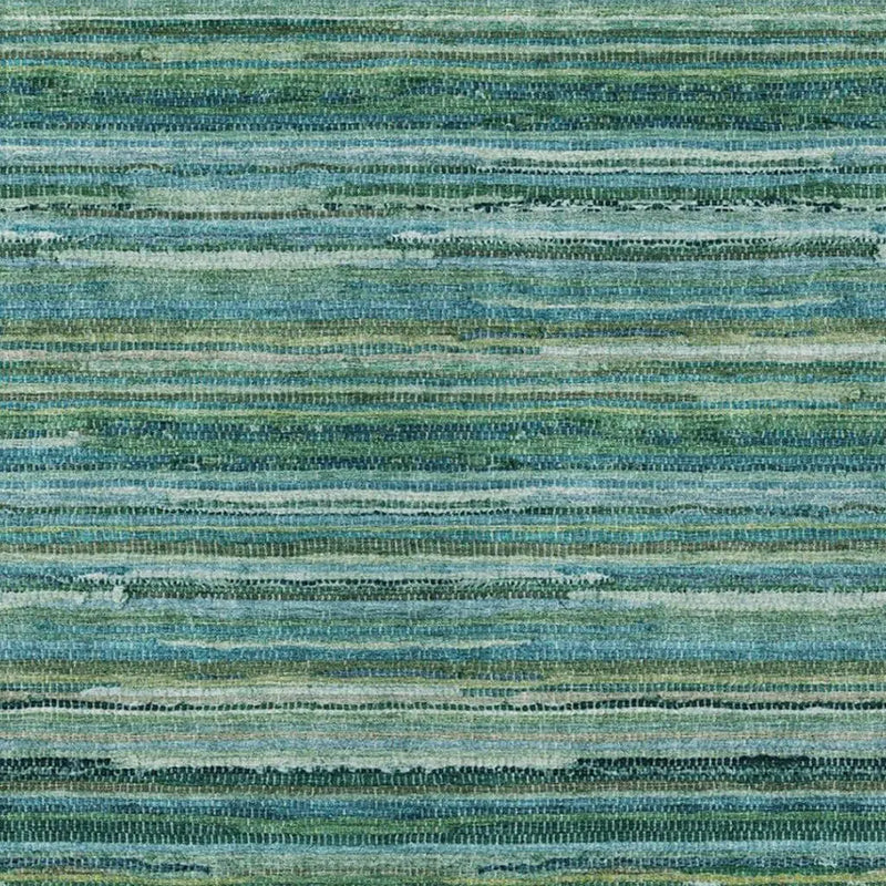 9' X 12' Teal Blue And Green Striped Washable Indoor Outdoor Area Rug Homeroots Outdoor
