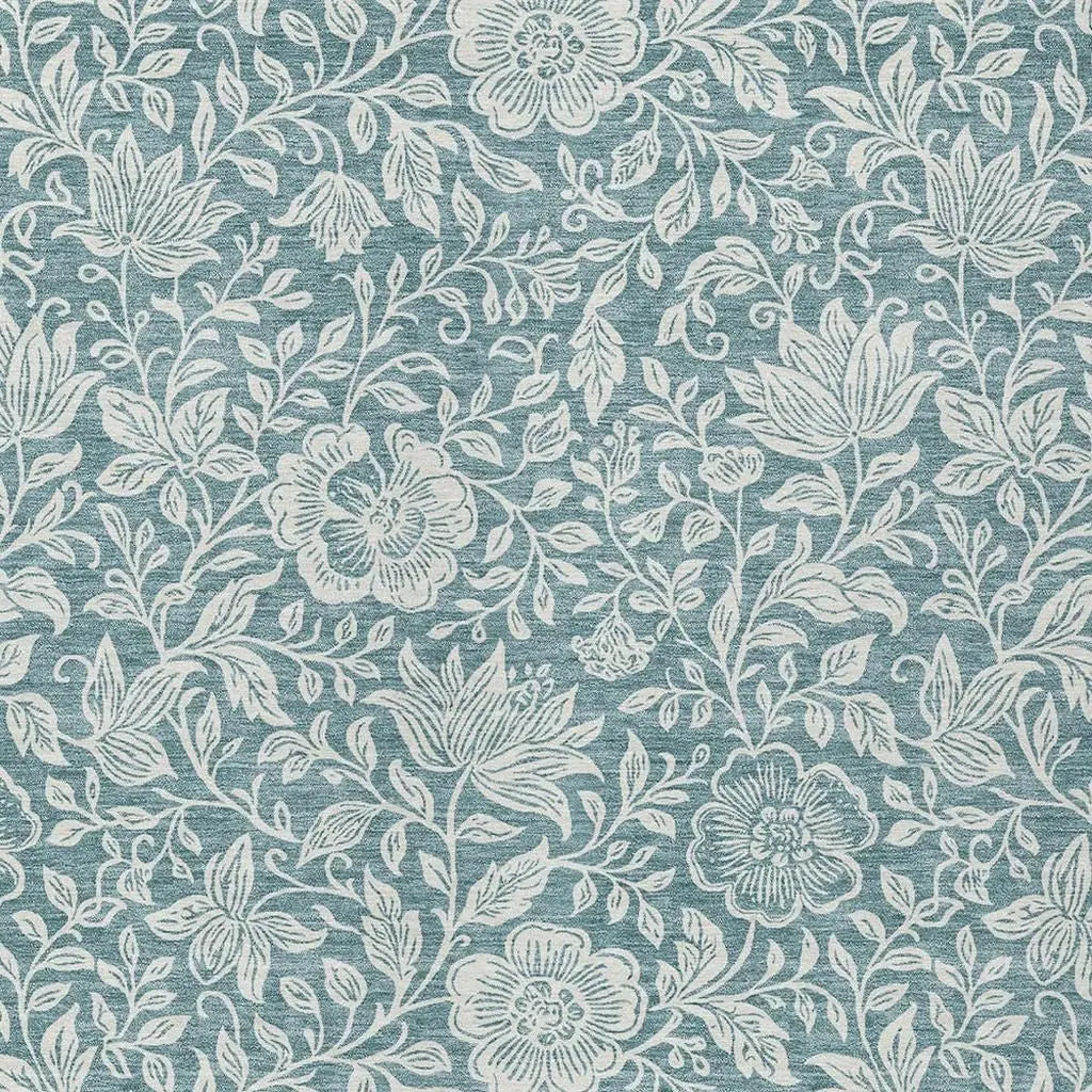 9' X 12' Teal Blue And Ivory Floral Washable Indoor Outdoor Area Rug Homeroots Outdoor