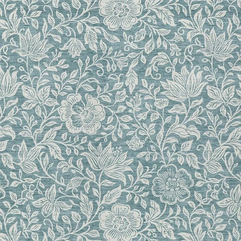 9' X 12' Teal Blue And Ivory Floral Washable Indoor Outdoor Area Rug Homeroots Outdoor