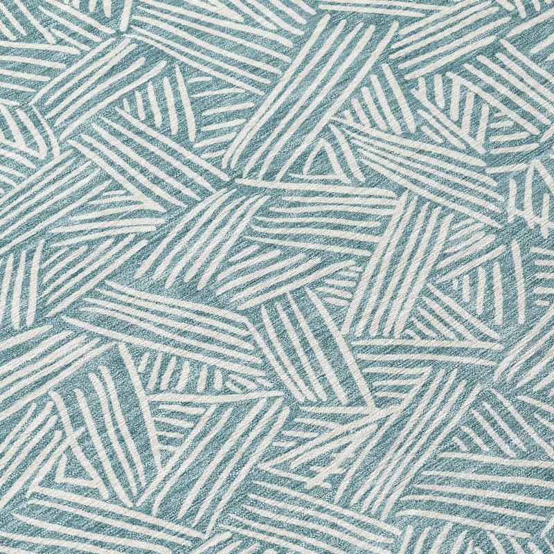 9' X 12' Teal Blue And Ivory Geometric Washable Indoor Outdoor Area Rug Homeroots Outdoor