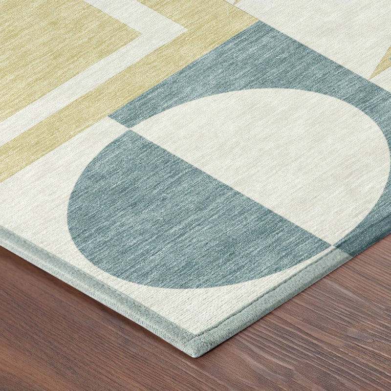 9' X 12' Teal Blue And Ivory Geometric Washable Indoor Outdoor Area Rug Homeroots Outdoor