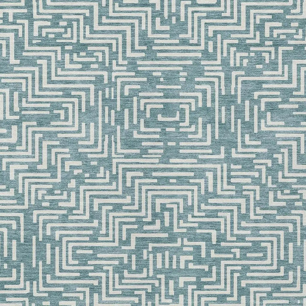 9' X 12' Teal Blue And Ivory Geometric Washable Indoor Outdoor Area Rug Homeroots Outdoor