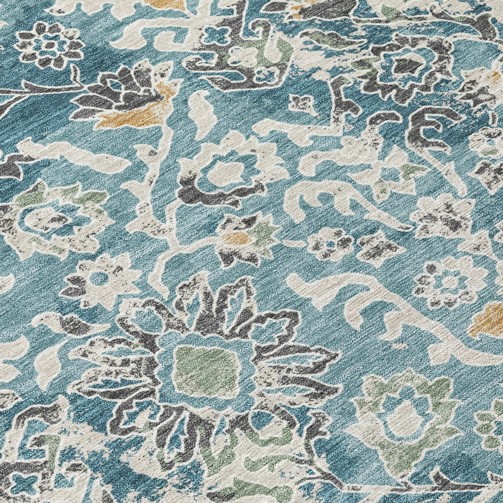 9' X 12' Teal Blue And Ivory Geometric Washable Indoor Outdoor Area Rug Homeroots Outdoor