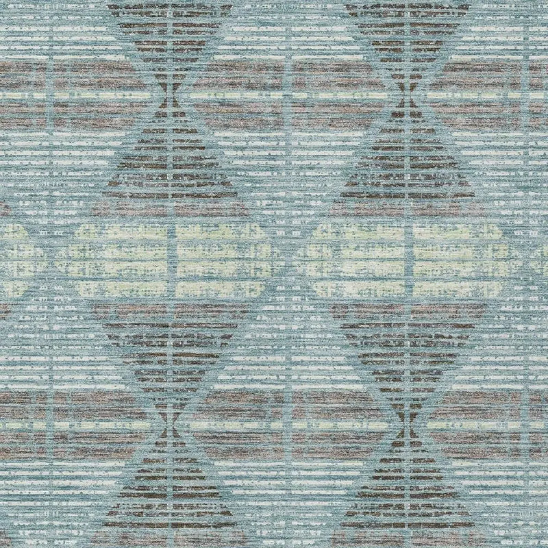 9' X 12' Teal Blue And Ivory Geometric Washable Indoor Outdoor Area Rug Homeroots Outdoor