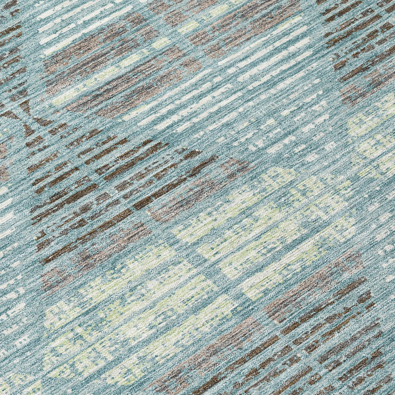 9' X 12' Teal Blue And Ivory Geometric Washable Indoor Outdoor Area Rug Homeroots Outdoor