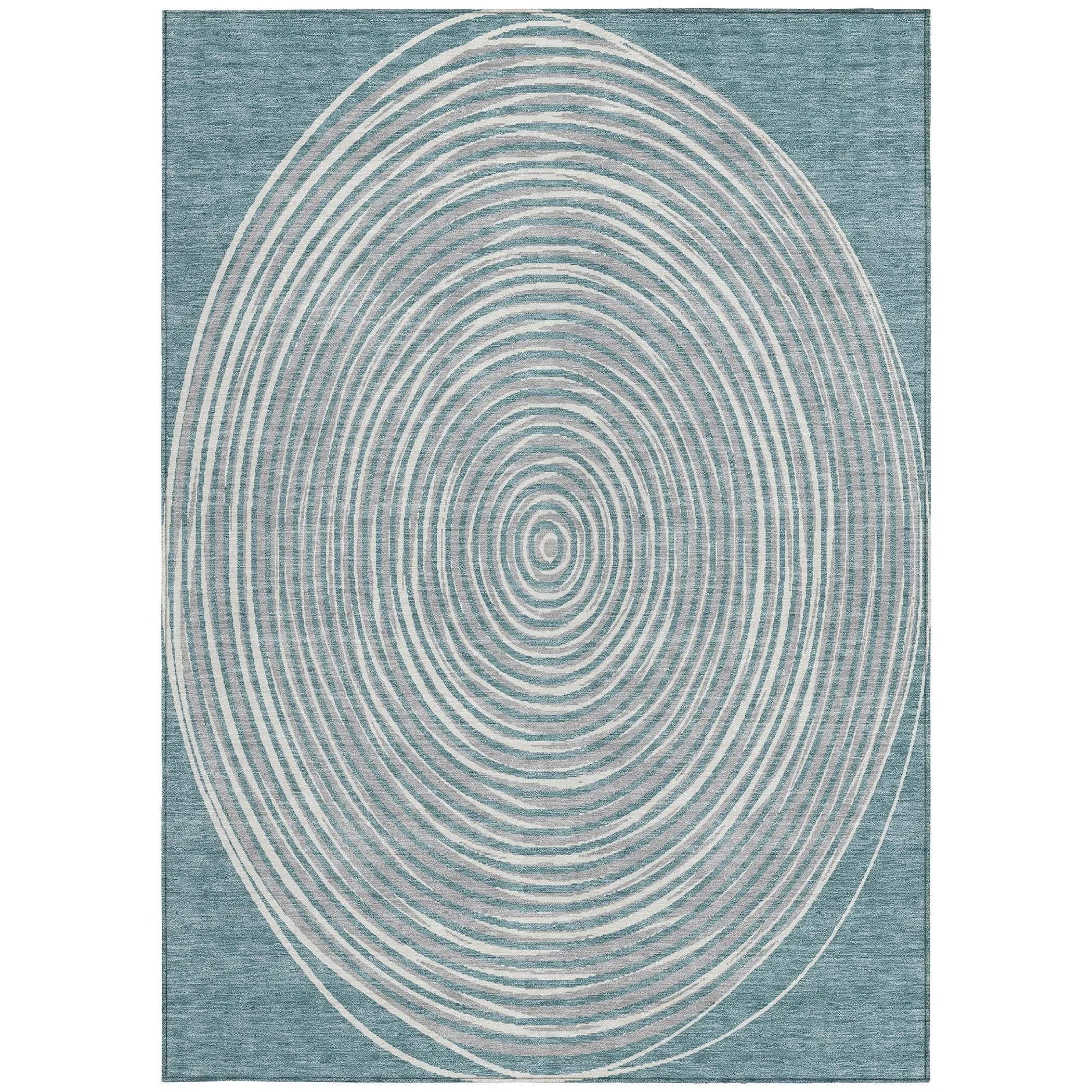 9' X 12' Teal Blue And Ivory Geometric Washable Indoor Outdoor Area Rug Homeroots Outdoor