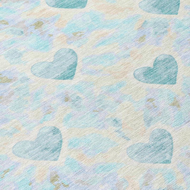 9' X 12' Teal Blue And Ivory Geometric Washable Indoor Outdoor Area Rug Homeroots Outdoor