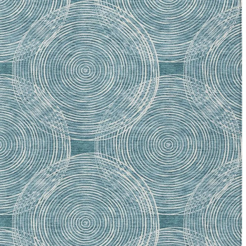 9' X 12' Teal Blue And Ivory Geometric Washable Indoor Outdoor Area Rug Homeroots Outdoor