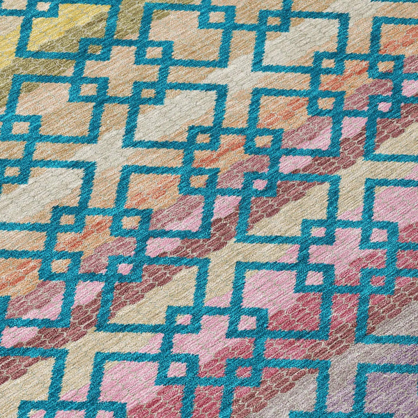 9' X 12' Teal Blue And Ivory Striped Washable Indoor Outdoor Area Rug Homeroots Outdoor