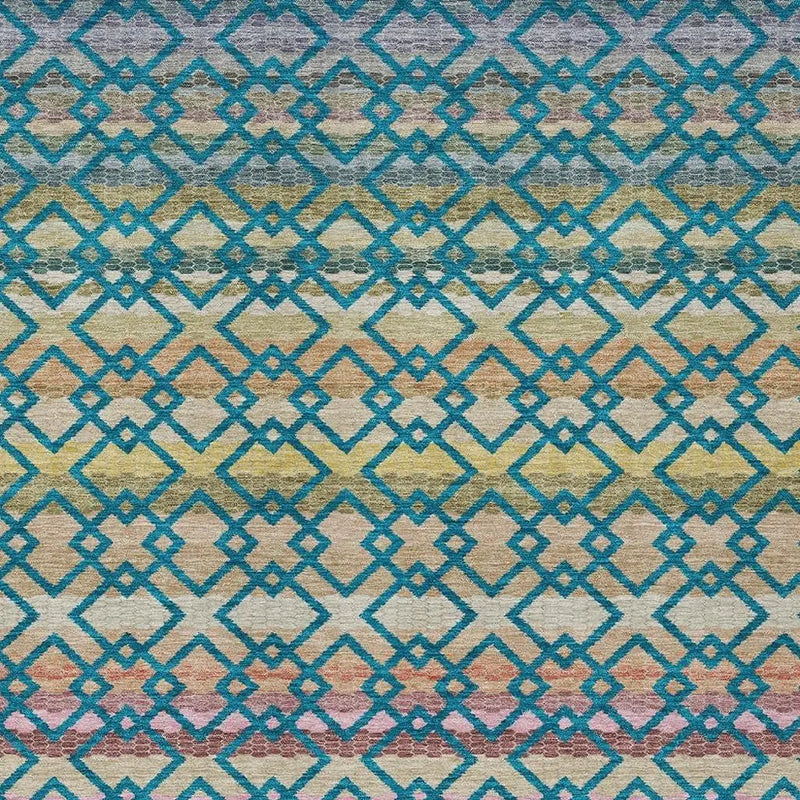 9' X 12' Teal Blue And Ivory Striped Washable Indoor Outdoor Area Rug Homeroots Outdoor