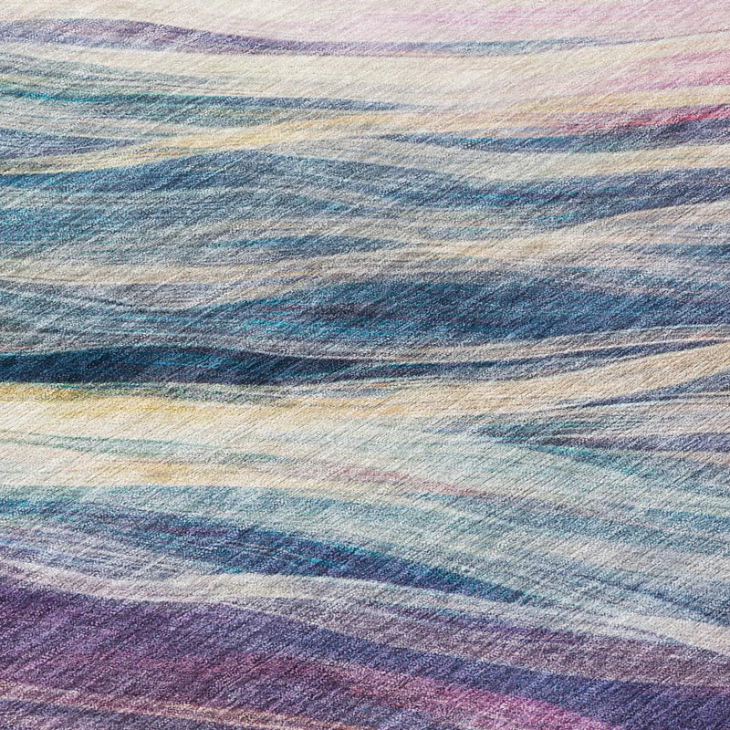 9' X 12' Teal Blue And Lavender Abstract Washable Indoor Outdoor Area Rug Homeroots Outdoor