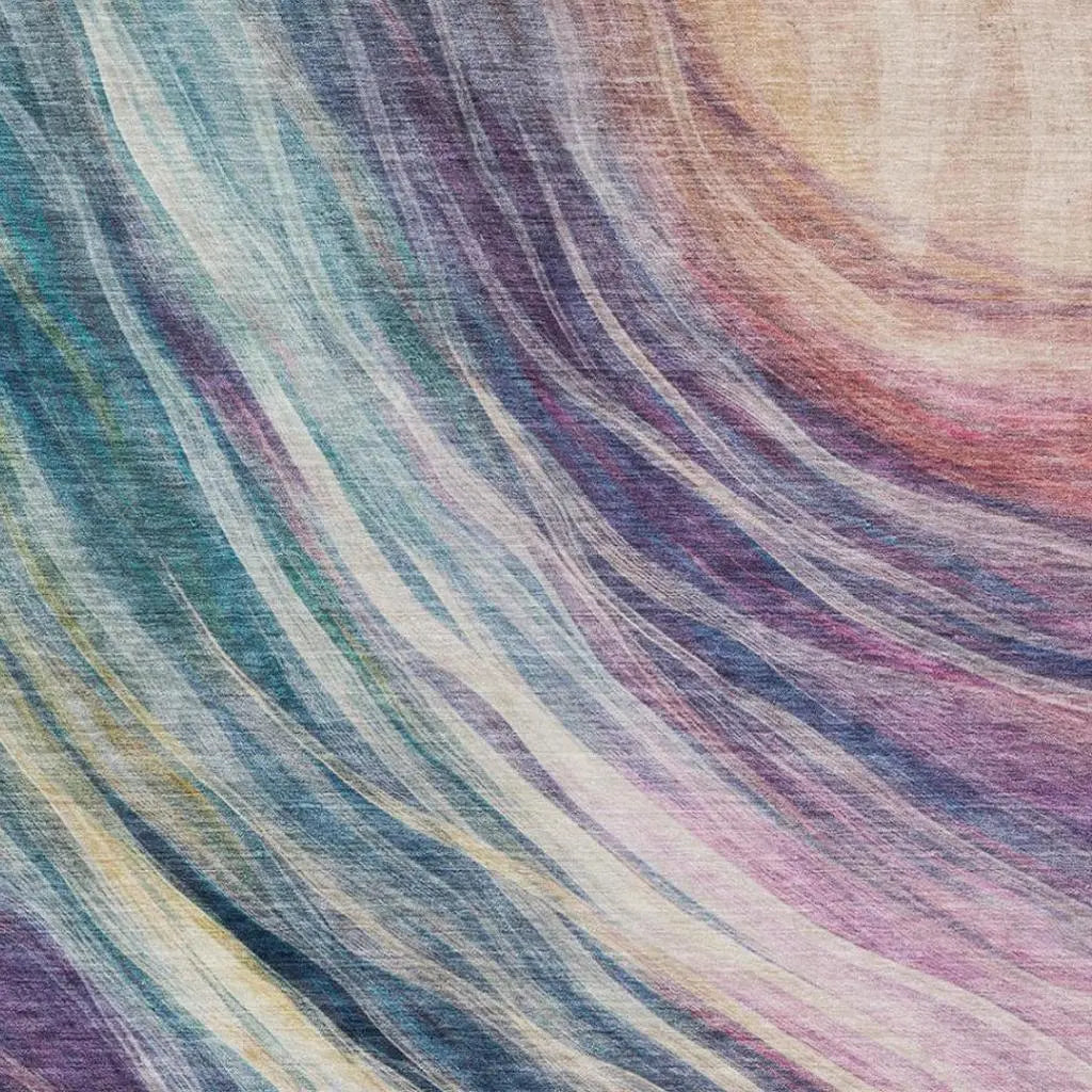 9' X 12' Teal Blue And Lavender Abstract Washable Indoor Outdoor Area Rug Homeroots Outdoor
