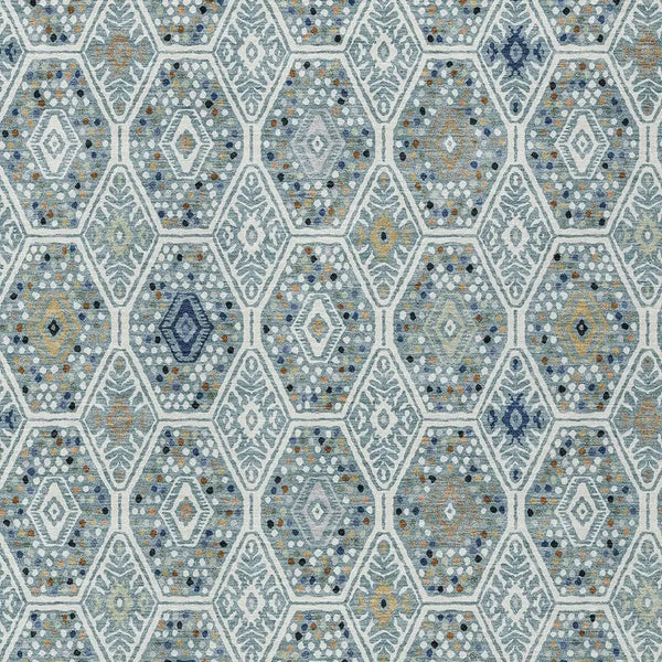 9' X 12' Teal Blue And Navy Blue Geometric Washable Indoor Outdoor Area Rug Homeroots Outdoor