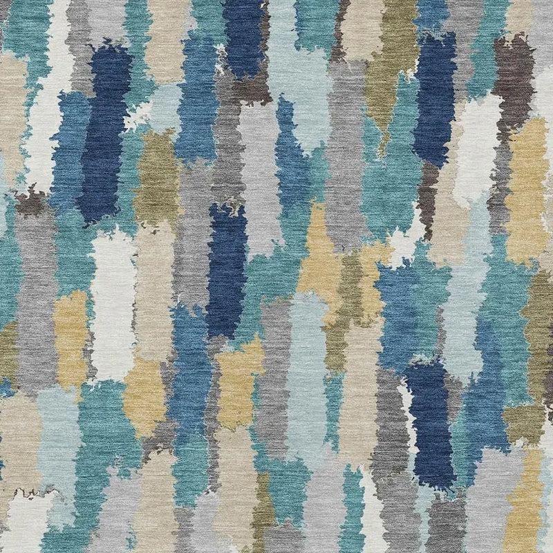 9' X 12' Teal Blue And Navy Blue Striped Washable Indoor Outdoor Area Rug Homeroots Outdoor