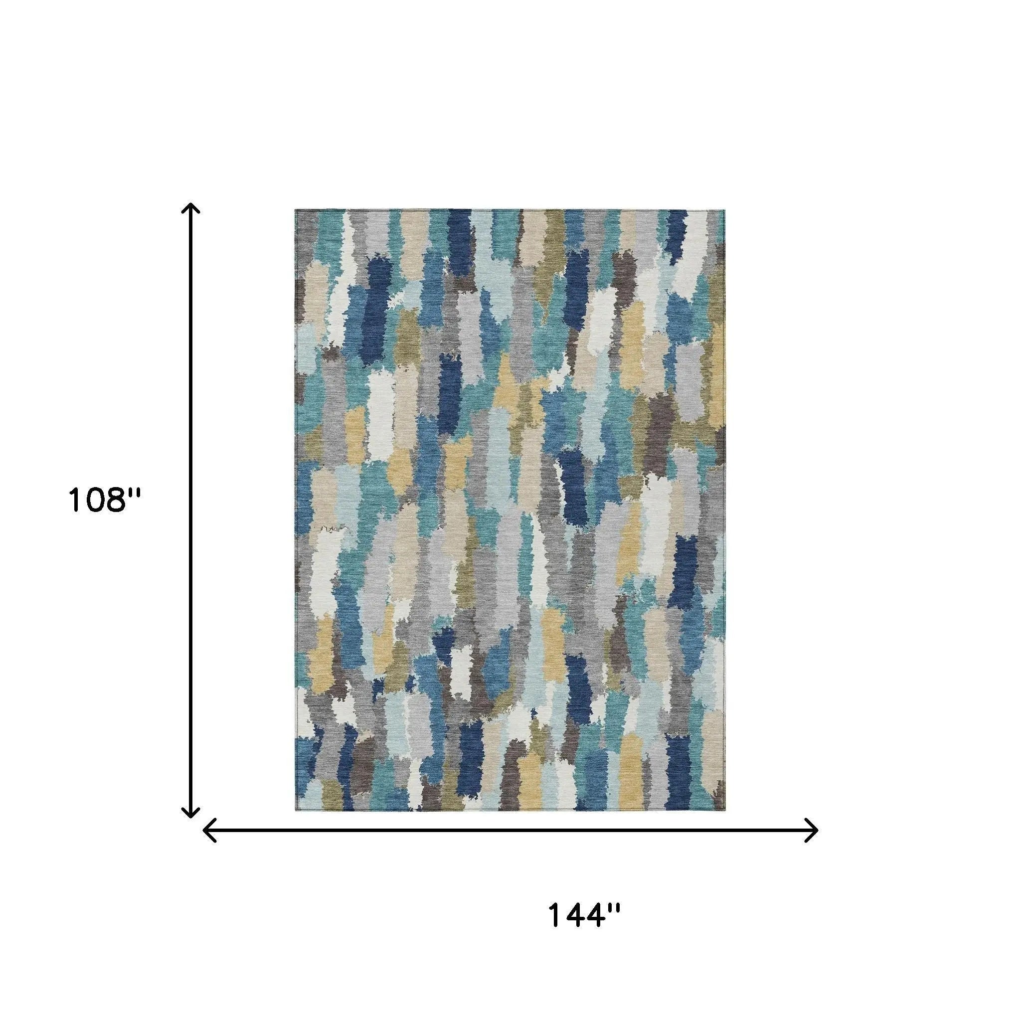 9' X 12' Teal Blue And Navy Blue Striped Washable Indoor Outdoor Area Rug Homeroots Outdoor