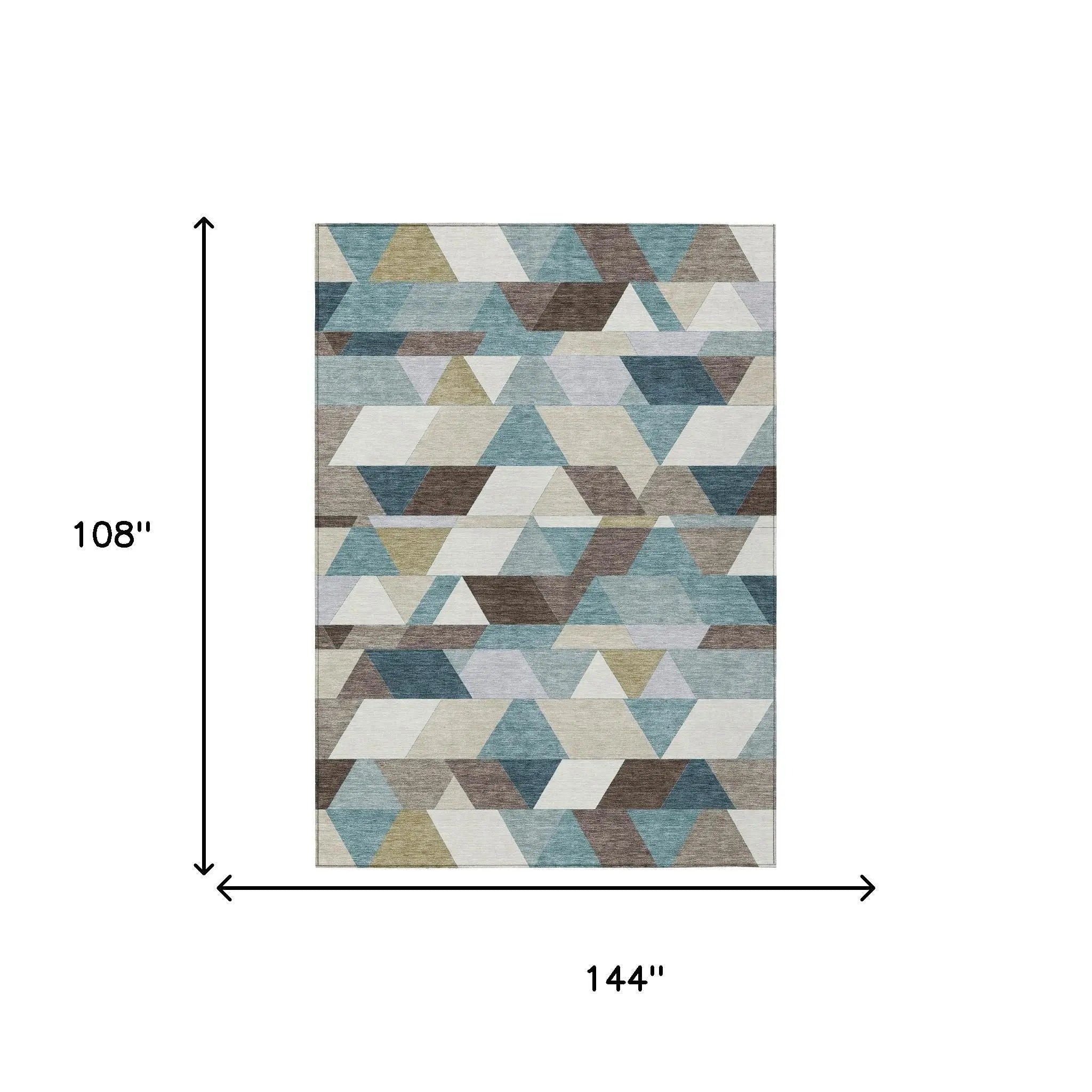 9' X 12' Teal Blue And Pale Aqua Geometric Washable Indoor Outdoor Area Rug Homeroots Outdoor