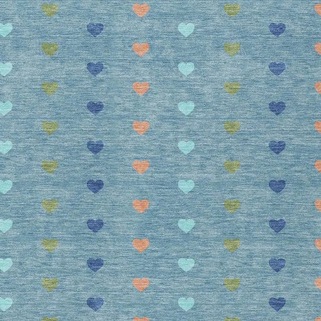 9' X 12' Teal Blue And Peach Geometric Washable Indoor Outdoor Area Rug Homeroots Outdoor