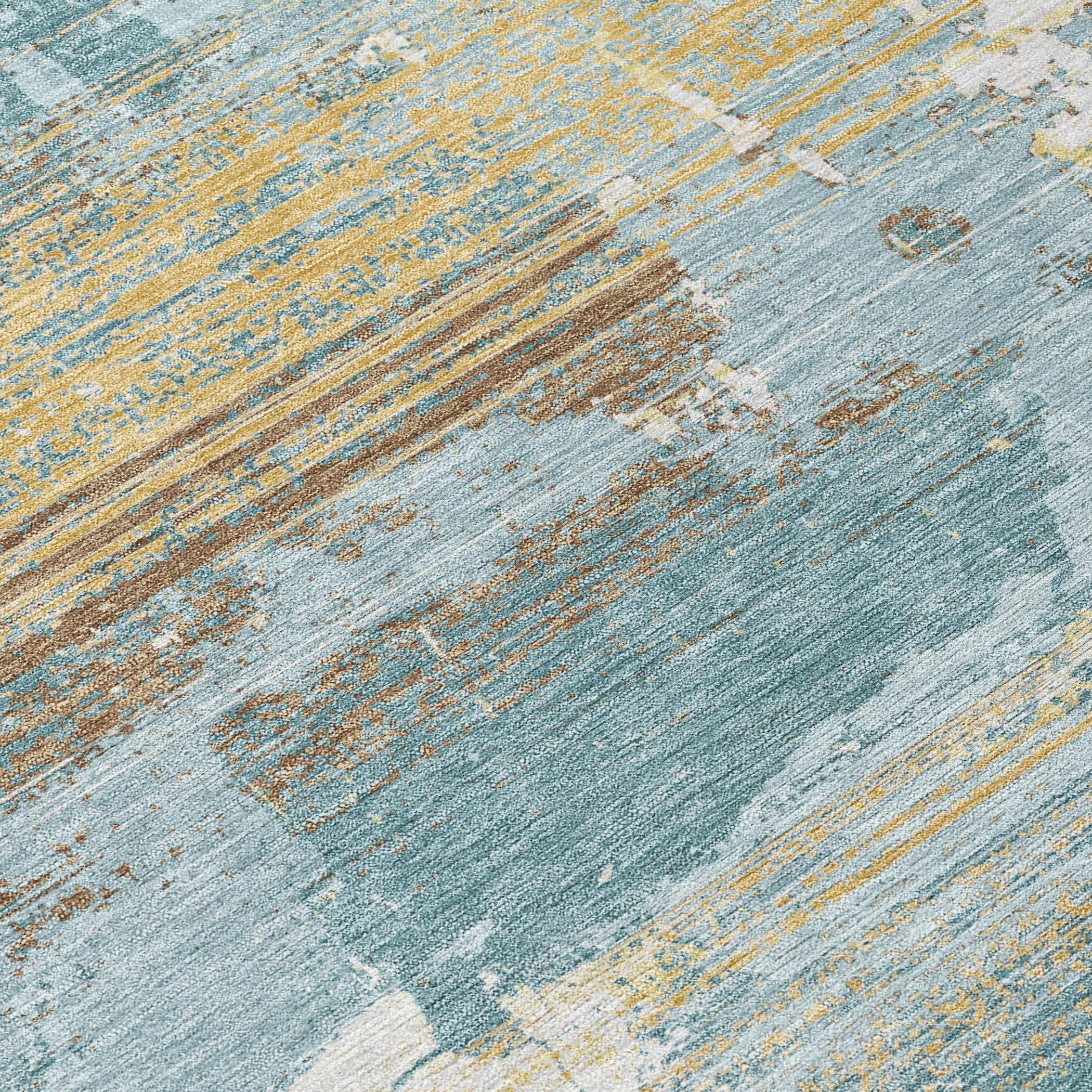 9' X 12' Teal Blue And Pewter Abstract Washable Indoor Outdoor Area Rug Homeroots Outdoor