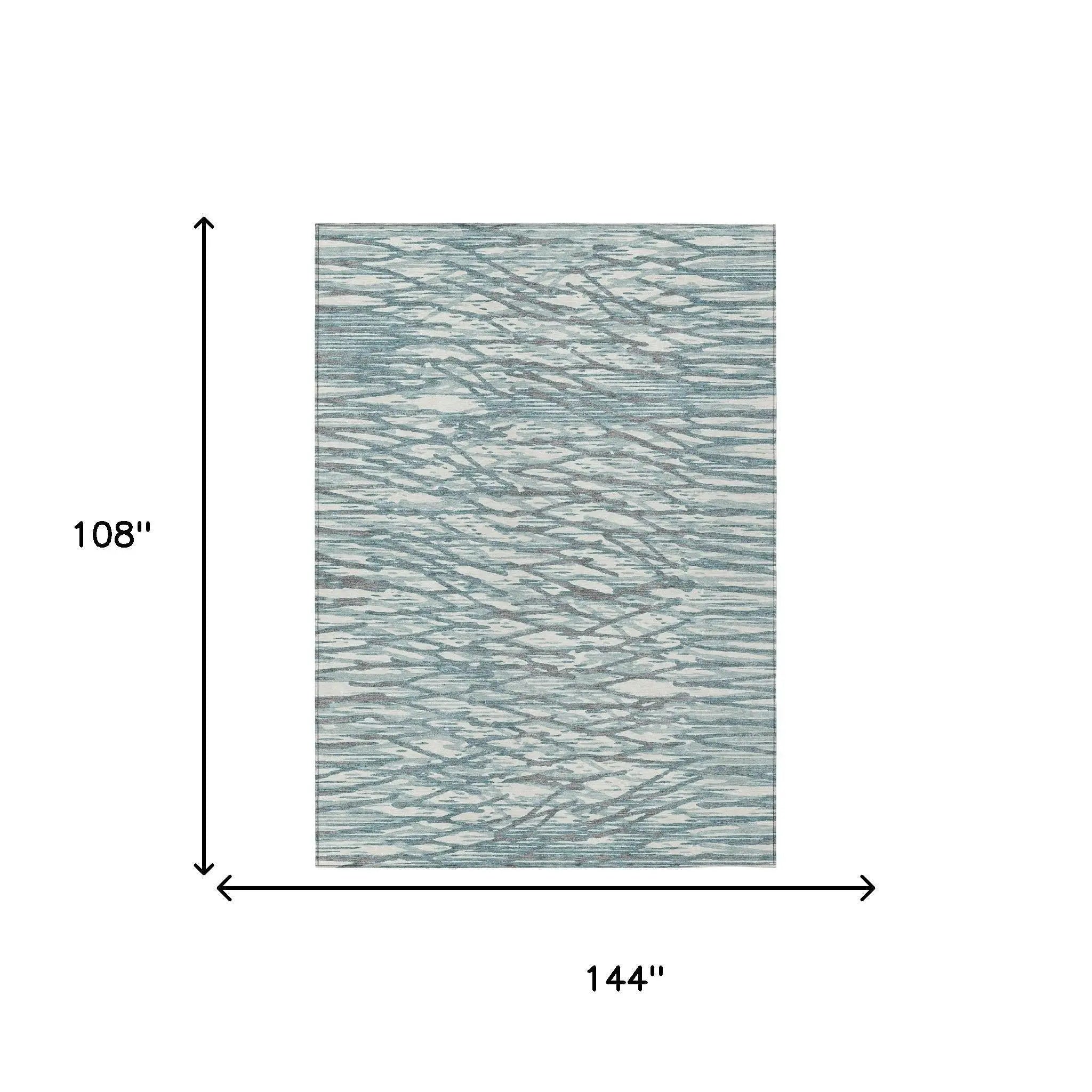 9' X 12' Teal Blue And Pewter Abstract Washable Indoor Outdoor Area Rug Homeroots Outdoor