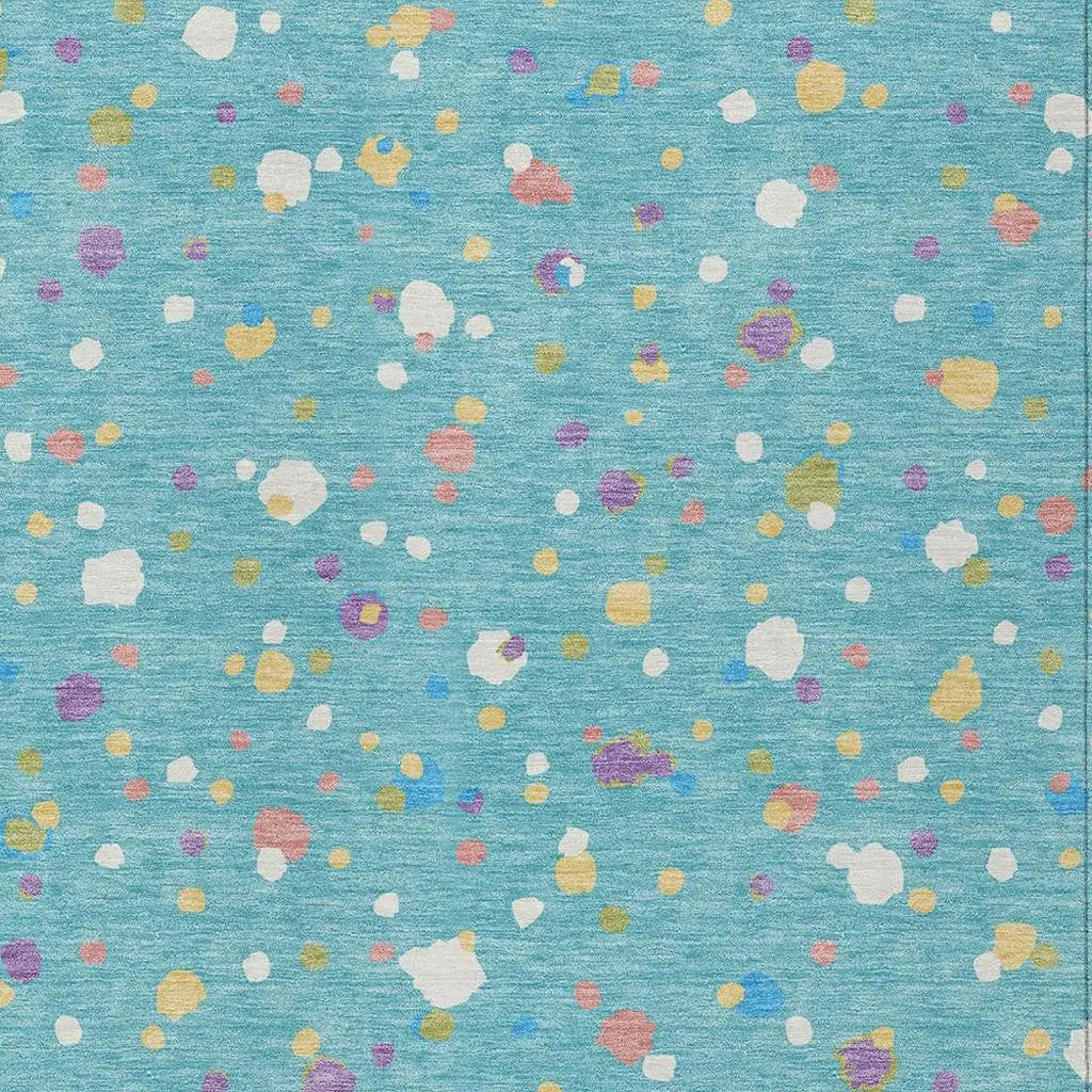 9' X 12' Teal Blue And Pink Geometric Washable Indoor Outdoor Area Rug Homeroots Outdoor