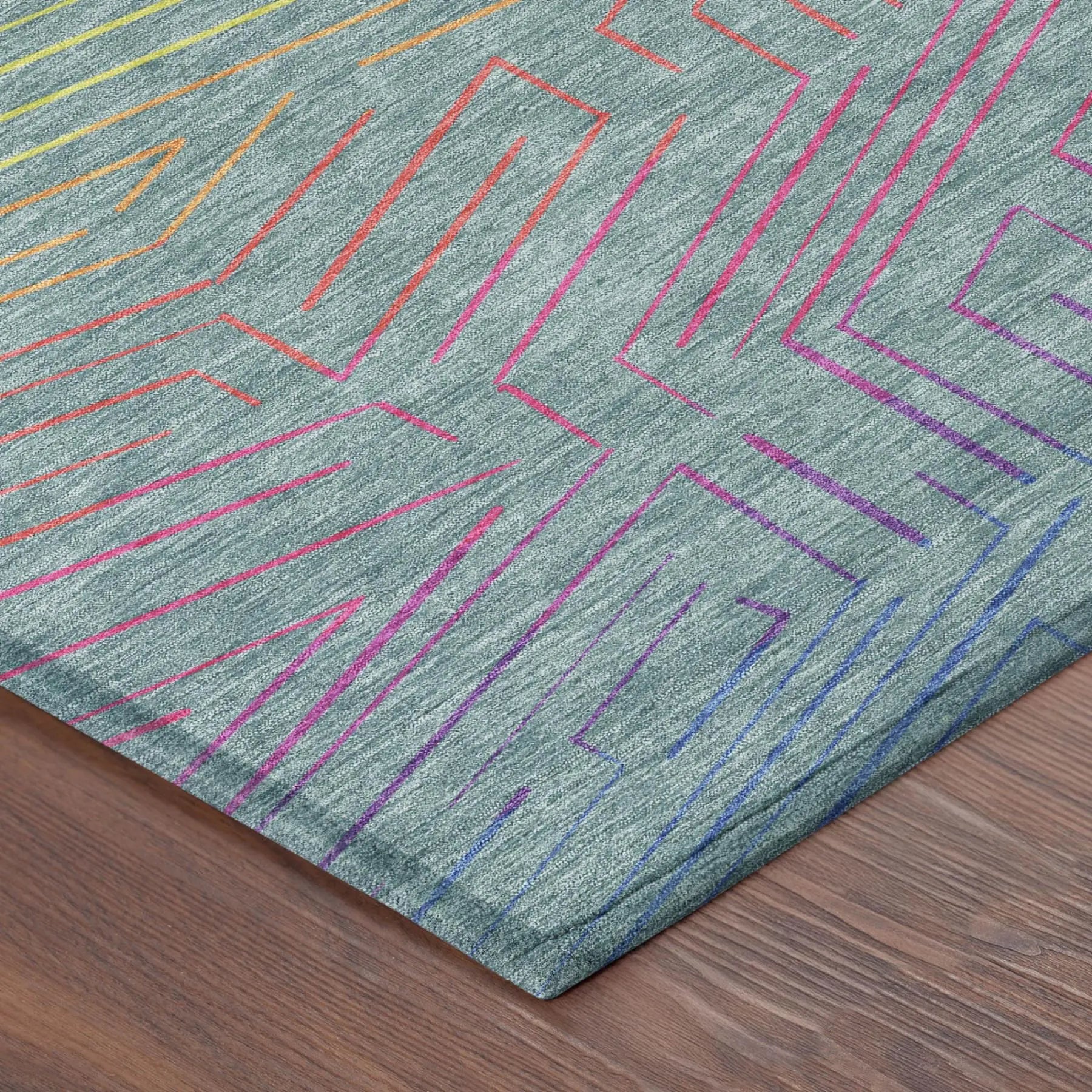 9' X 12' Teal Blue And Purple Geometric Washable Indoor Outdoor Area Rug Homeroots Outdoor