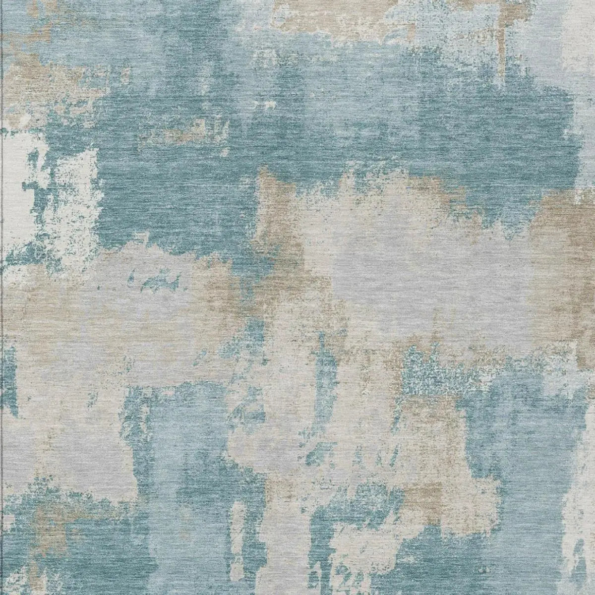 9' X 12' Teal Blue And Silver Abstract Washable Indoor Outdoor Area Rug Homeroots Outdoor