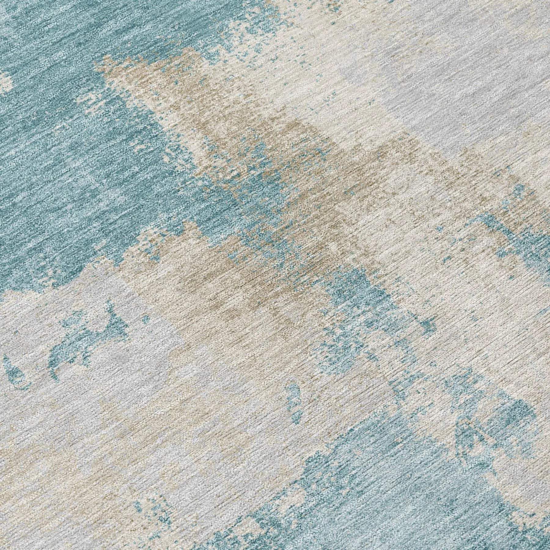 9' X 12' Teal Blue And Silver Abstract Washable Indoor Outdoor Area Rug Homeroots Outdoor