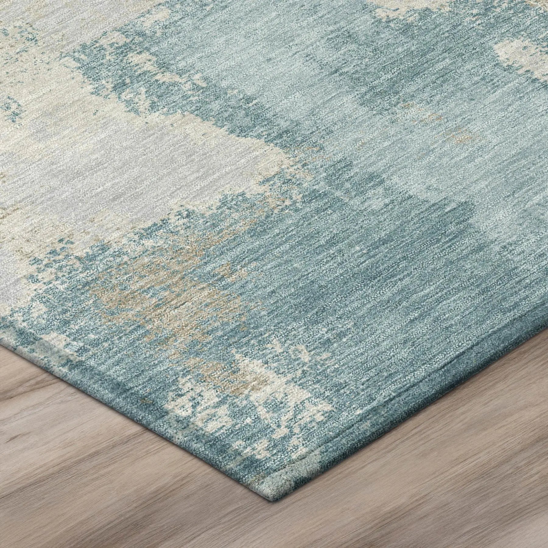 9' X 12' Teal Blue And Silver Abstract Washable Indoor Outdoor Area Rug Homeroots Outdoor