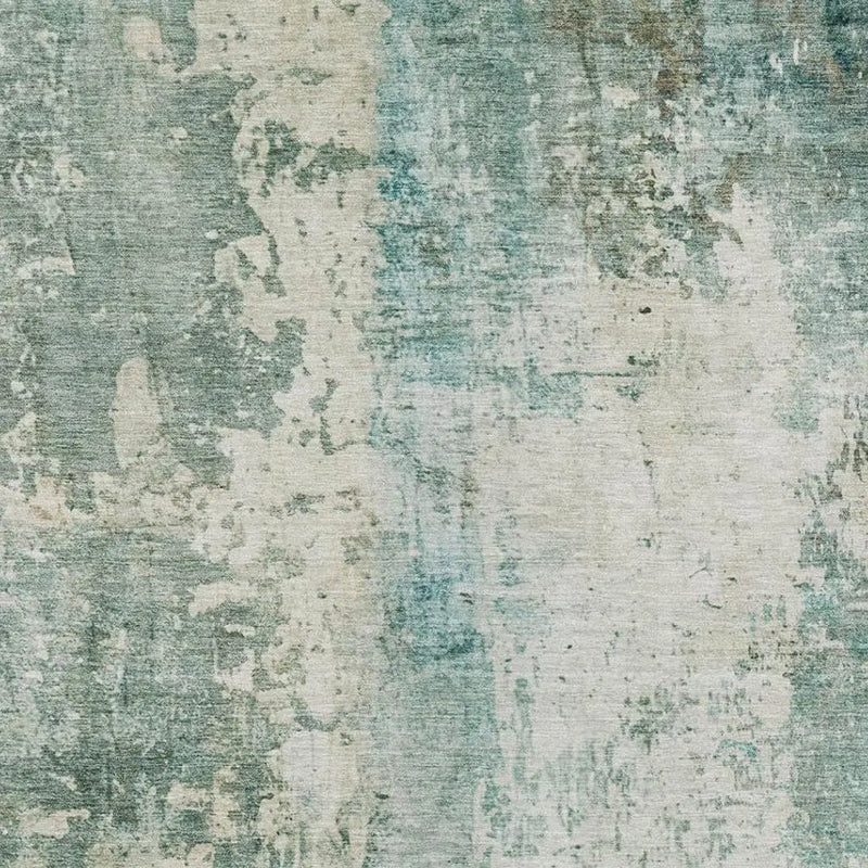 9' X 12' Teal Blue And Silver Abstract Washable Indoor Outdoor Area Rug Homeroots Outdoor