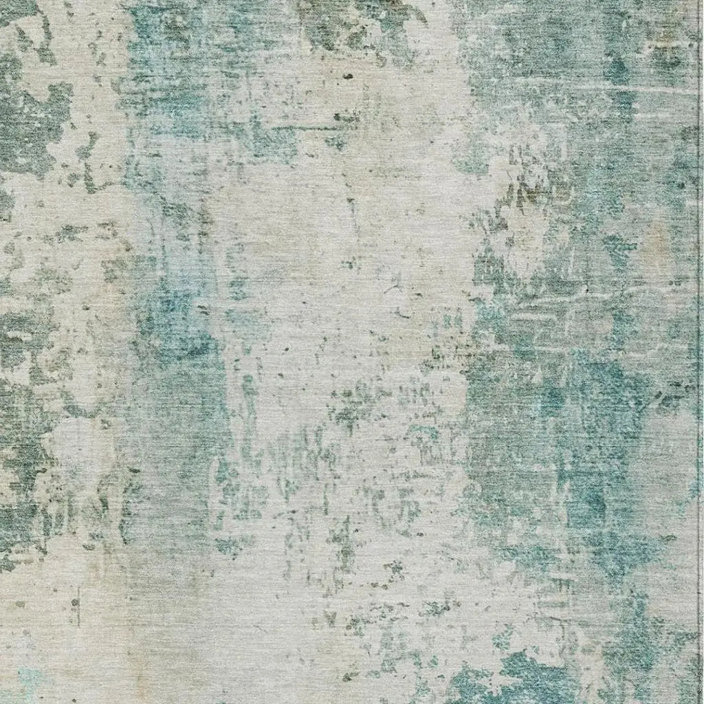 9' X 12' Teal Blue And Silver Abstract Washable Indoor Outdoor Area Rug Homeroots Outdoor