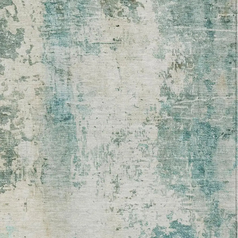 9' X 12' Teal Blue And Silver Abstract Washable Indoor Outdoor Area Rug Homeroots Outdoor