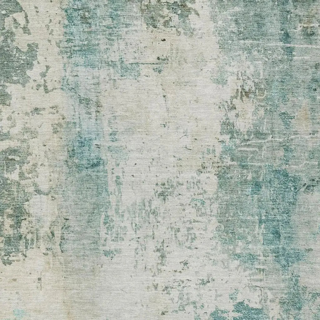 9' X 12' Teal Blue And Silver Abstract Washable Indoor Outdoor Area Rug Homeroots Outdoor