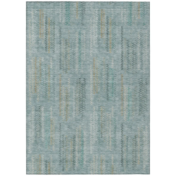9' X 12' Teal Blue And Silver Abstract Washable Indoor Outdoor Area Rug Homeroots Outdoor