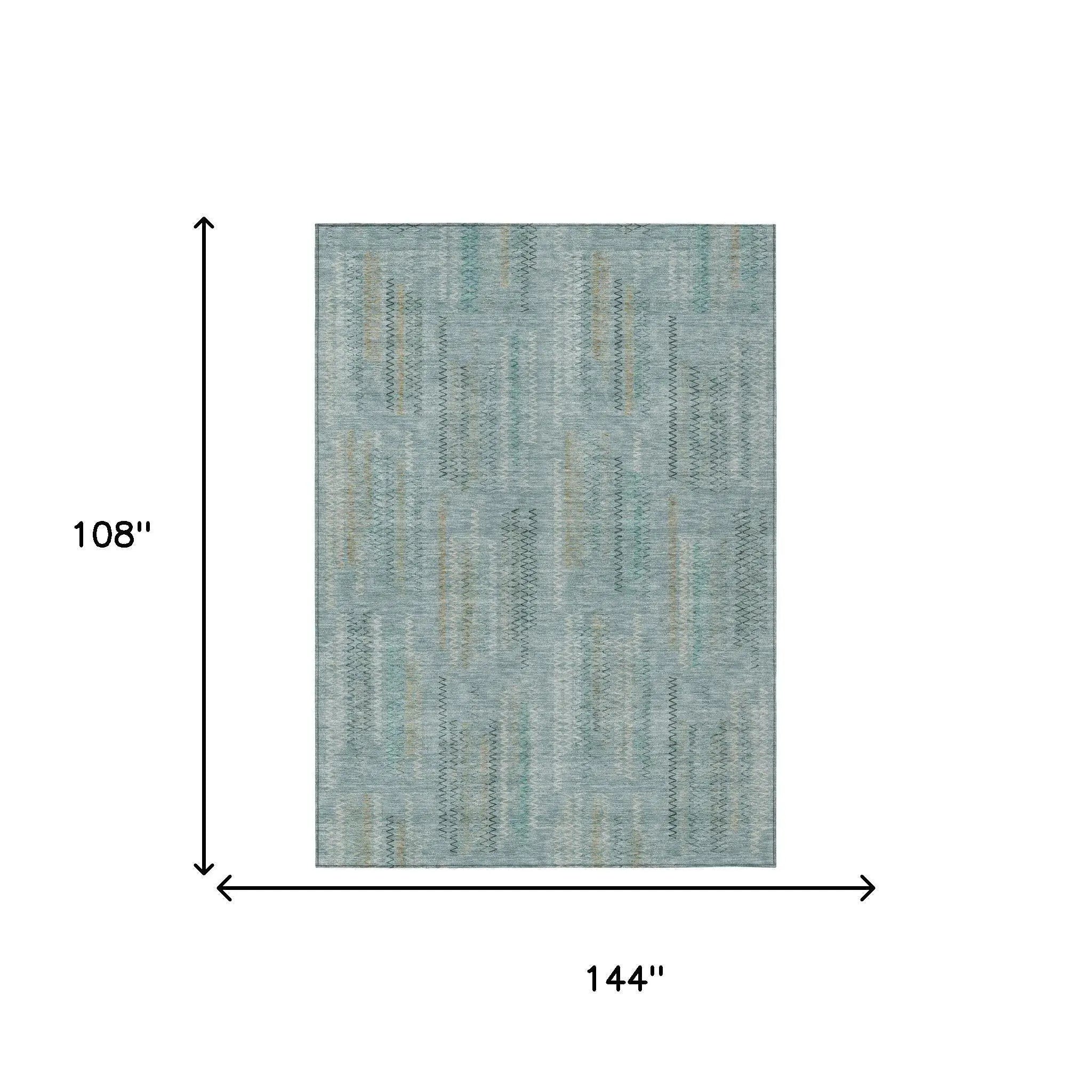 9' X 12' Teal Blue And Silver Abstract Washable Indoor Outdoor Area Rug Homeroots Outdoor